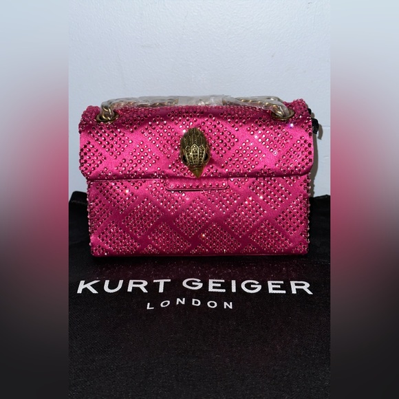 Kurt Geiger Handbags - NWT Kurt Geiger London Bright Pink Mini Embellished Satin Crossbody Bag